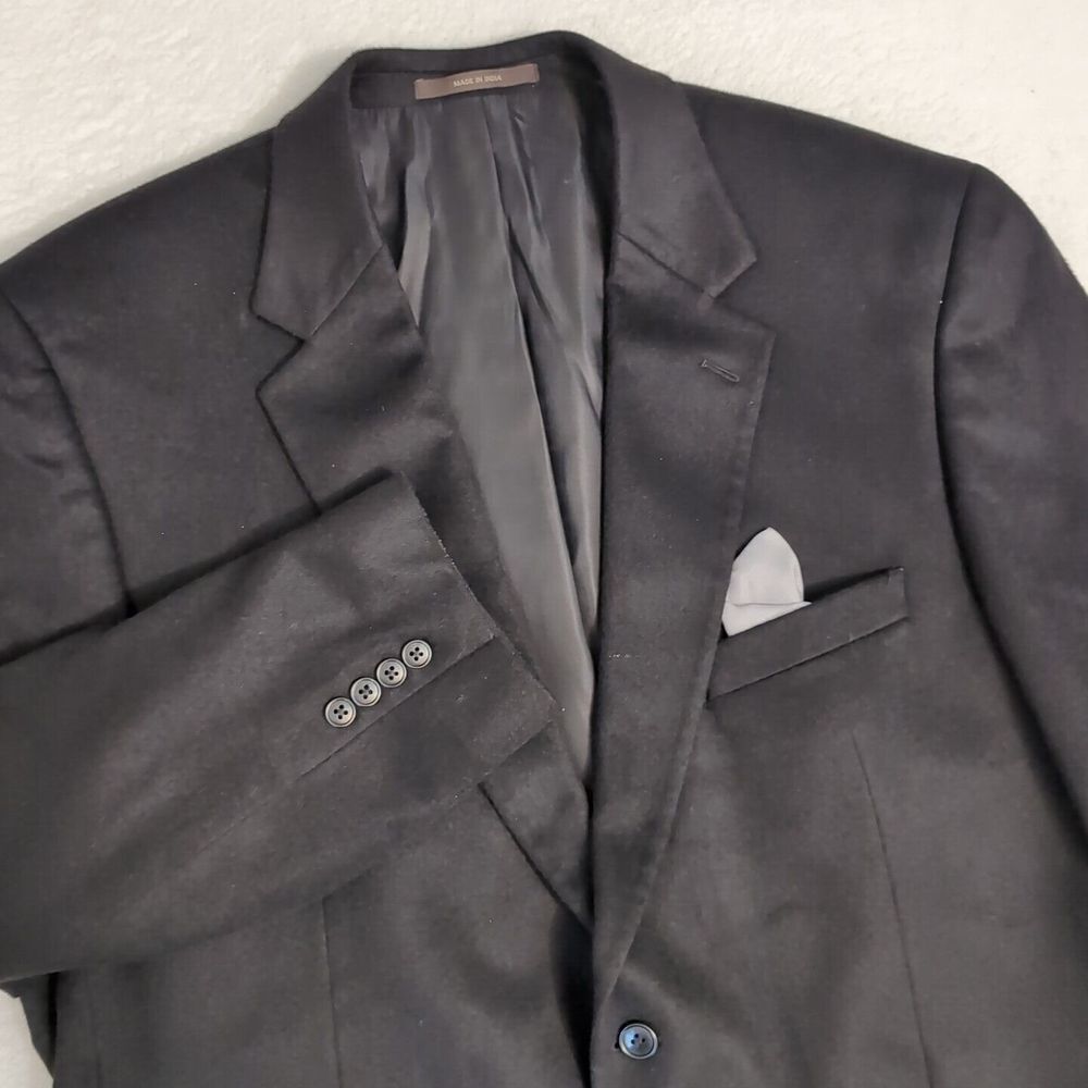 Tasso Elba Blazer Jacket 100% CASHMERE Black 2 Button Men's 46L